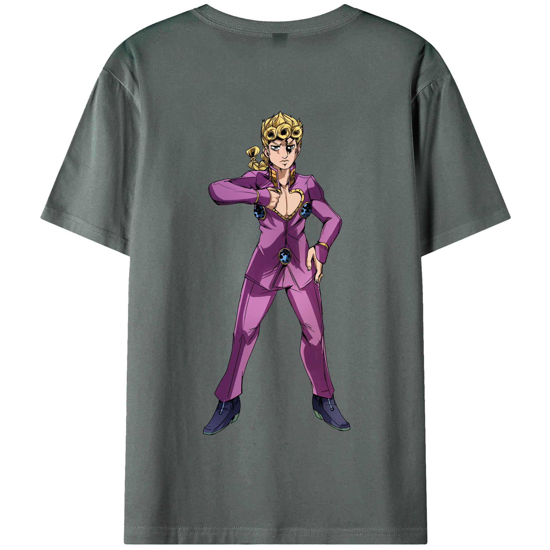 （画像用） ジョジョの奇妙な冒険 ジョルノ?ジョバァーナ JoJo's Bizarre Adventure Giorno Giovanna 綿100％半袖Tシャツ（背面プリント）